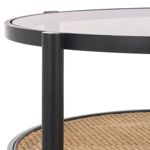 Adorn Home Solid Wood Diego Coffee Table with Rattan/Cane Mesh