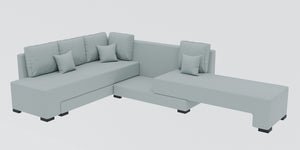 Adorn Homez Imperial L Shape Sofa Cum Bed LHS - Velvet  - With Cushions