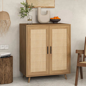 Adorn Homez Imari 2 Doors Console Cabinet with Rattan/Cane Mesh