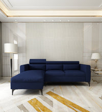 Load image into Gallery viewer, Adorn Homez - Gemini 4 Seater Sectional Sofa In Premium Molfino Fabric with Adjustable Headrest.
