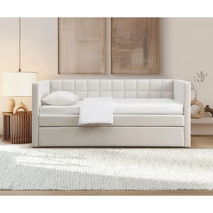 Adorn Homez Elora Trundle Upholstered Daybed Without Storage in Fabric