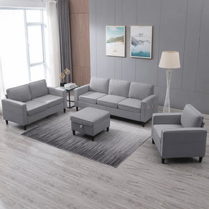 Adorn Homez Mayenne Sofa 3+2+1 with Ottoman in Premium Fabric