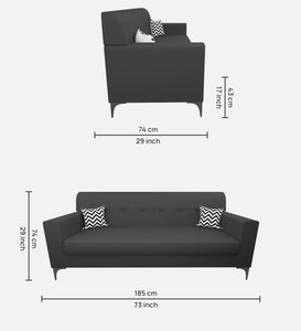 Adorn Homez Solitaire Sofa 3 Seater in Fabric