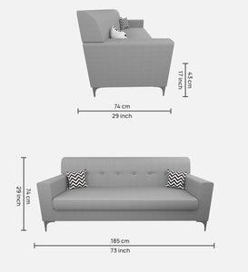 Adorn Homez Solitaire Sofa 3 Seater in Fabric