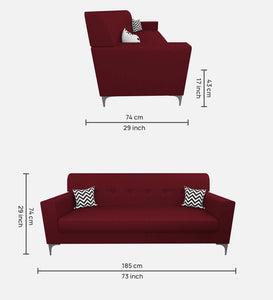 Adorn Homez Solitaire Sofa 3 Seater in Fabric