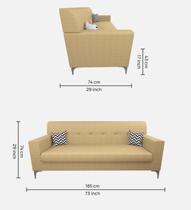 Adorn Homez Solitaire Sofa 3 Seater in Fabric