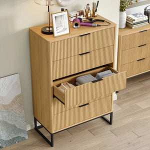 Adorn Home Carlos Chest of Drawer in Natural Beige Finish