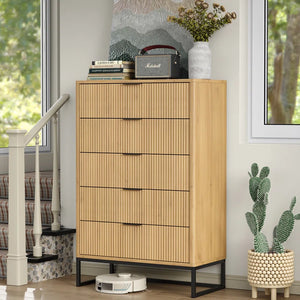 Adorn Home Carlos Chest of Drawer in Natural Beige Finish