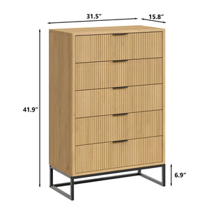 Adorn Home Carlos Chest of Drawer in Natural Beige Finish