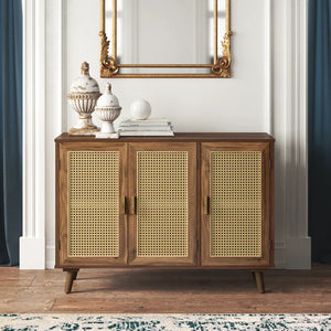 Adorn Homez Hickson 3 Doors Console Cabinet in Solid Teak Wood