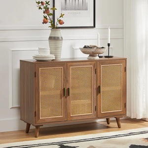 Adorn Homez Hickson 3 Doors Console Cabinet in Solid Teak Wood