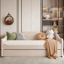 Load image into Gallery viewer, Adorn Homez Danaid Trundle Wooden Daybed Without Storage in Fabric
