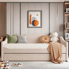 Load image into Gallery viewer, Adorn Homez Danaid Trundle Wooden Daybed Without Storage in Fabric
