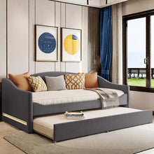 Load image into Gallery viewer, Adorn Homez Danaid Trundle Wooden Daybed Without Storage in Fabric
