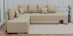 Adorn Homez Imperial L Shape Sofa Cum Bed LHS - Fabric - With Cushions