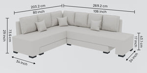 Adorn Homez Imperial L Shape Sofa Cum Bed LHS - Velvet  - With Cushions