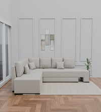 Load image into Gallery viewer, Adorn Homez Imperial L Shape Sofa Cum Bed LHS - Velvet  - With Cushions
