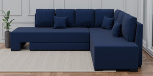 Adorn Homez Imperial L Shape Sofa Cum Bed RHS - Velvet  - With Cushions