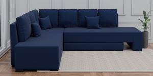 Adorn Homez Imperial L Shape Sofa Cum Bed LHS - Velvet  - With Cushions