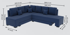 Adorn Homez Imperial L Shape Sofa Cum Bed LHS - Velvet  - With Cushions