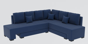 Adorn Homez Imperial L Shape Sofa Cum Bed RHS - Velvet  - With Cushions