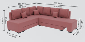 Adorn Homez Imperial L Shape Sofa Cum Bed LHS - Velvet  - With Cushions