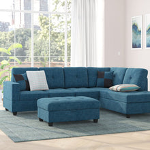 Load image into Gallery viewer, Adorn Homez Mauzy L shape Sofa in Fabric + Ottoman with Storage
