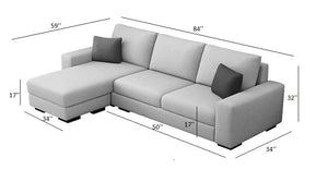 Adorn Homez Allan L shape Sofa (5 Seater) with 2 Puffy/Ottoman in Fabric