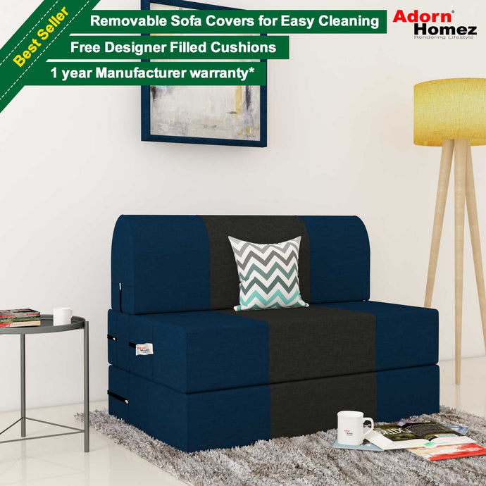 Adorn Homez Zeal 1 Seater Sofa Bed - 2.5ft X 6ft With Free Designer Filled Cushions