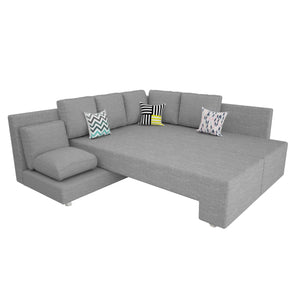 Adorn Homez Imperial L Shape Sofa Cum Bed RHS - Fabric - With Cushions