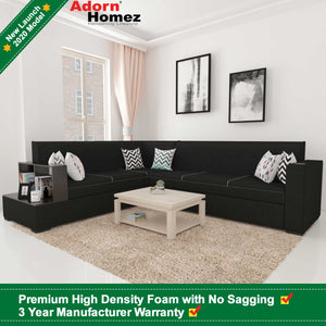 Adorn Homez Prime L Shape Sofa Sectional (5 Seater) in Fabric with Wooden Side Table