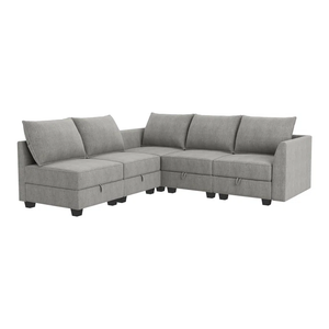Adorn Homez Franco Modular L shape Sofa Sectional (5 Seater) (With Storage) in Fabric