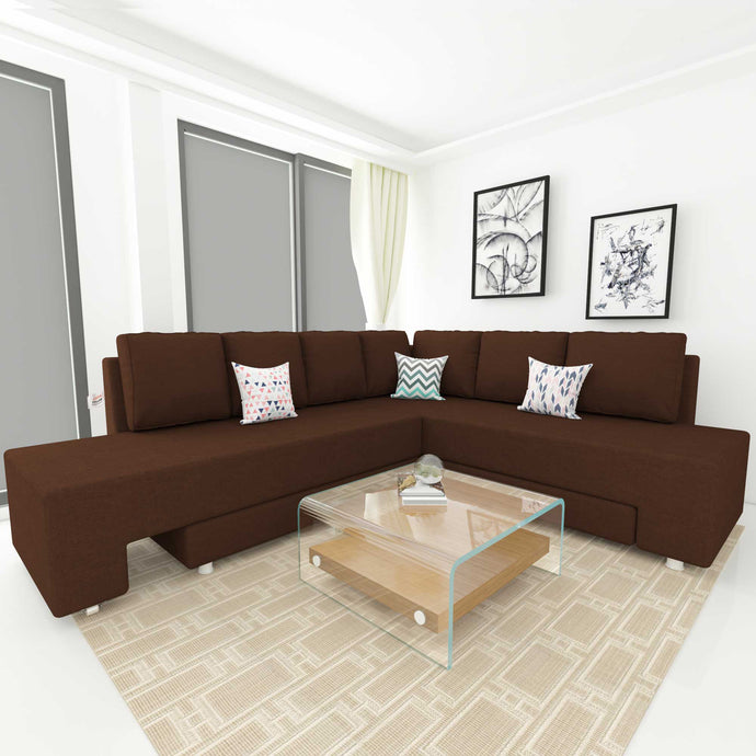 Adorn Homez Imperial L Shape Sofa Cum Bed RHS - Fabric - With Cushions