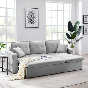 L Shape Sofa Cumbed - L Type Sofa Cum Bed - Adorn Homez - Libra L Sofa Cum Bed - High Quality Upholstery Fabric