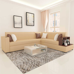 Adorn Homez Prime L-Shape Sofa Set (6 Seater) in Leatherette - with Side Table and Glass Holder
