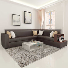 Load image into Gallery viewer, Adorn Homez Prime L-Shape Sofa Set (6 Seater) in Leatherette - with Side Table and Glass Holder

