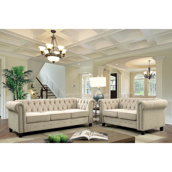 Adorn Homez Premium Bosworth Chesterfield Sofa Set 3+2  in Fabric