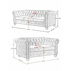 Adorn Homez Premium Bosworth Chesterfield Sofa Set 3+2  in Fabric