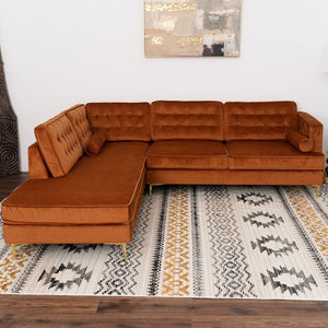 Adorn Homez Bruno L Shape Sofa (5 Seater) in Premium Suede Velvet Fabric