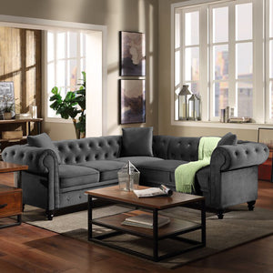 Adorn Homez Thiel Premium L Shape Sofa Sectional in Suede Velvet Fabric