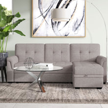 Load image into Gallery viewer, Adorn Homez Efim L shape Sofa Bed with Storage in Fabric

