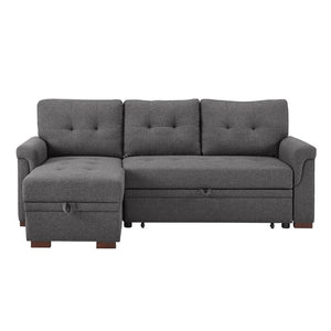 Adorn Homez Efim L shape Sofa Bed with Storage in Fabric