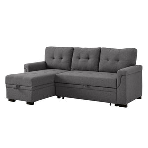 Adorn Homez Efim L shape Sofa Bed with Storage in Fabric