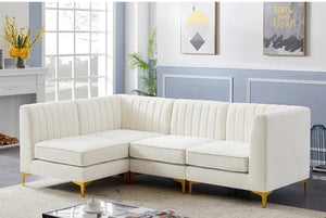 Adorn Homez Juno Modular L shape Sofa Sectional (5 Seater) in Velvet Fabric