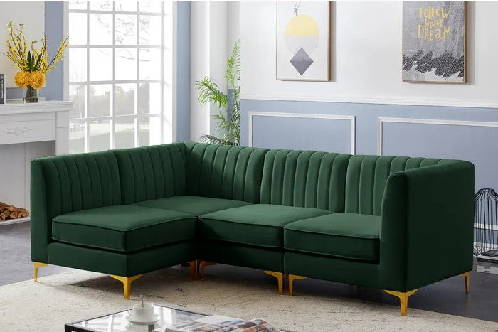 Emerald green l shape sofa discount
