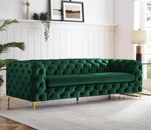 Load image into Gallery viewer, Adorn Homez Brisbane Chesterfield Premium 3 Seater Sofa in Premium Velvet Suede Fabric
