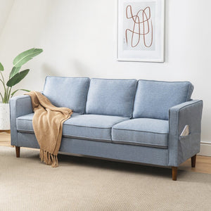 Adorn Homez Xavier 3 Seater Sofa in Premium Fabric with side Pockets