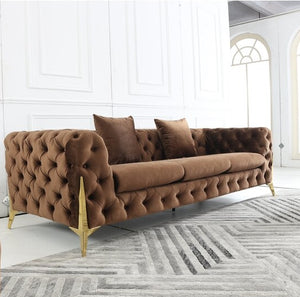 Adorn Homez Luxurious Adam 3 Seater Sofa in Premium Suede Velvet Fabric