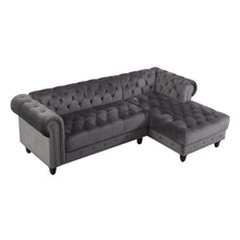 Load image into Gallery viewer, Adorn Homez Lora Chesterfield L Shape Premium Sofa in Suede Fabric
