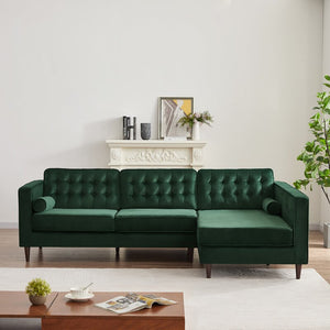Adorn Homez Ryan L Shape (5 Seater) Sofa Sectional in Premium Velvet Fabric